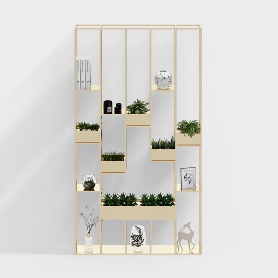 Golden Grid Bookshelf 3D model