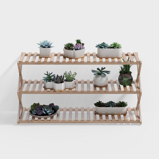 Elegant Low-Poly Plant Stand 3D model for Modern Spaces