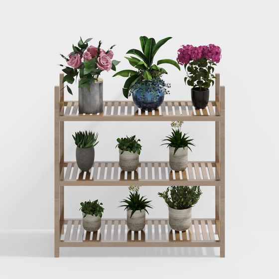 Elegant Multi-Tier Plant Rack 3D model