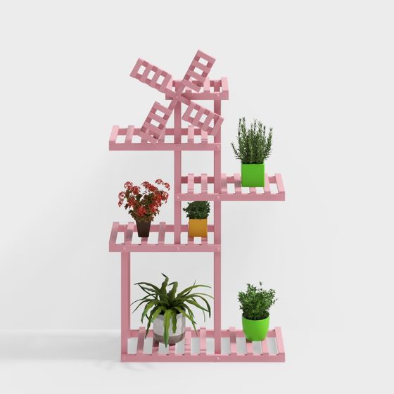 Playful Windmill Flower Stand 3D model for Modern Spaces