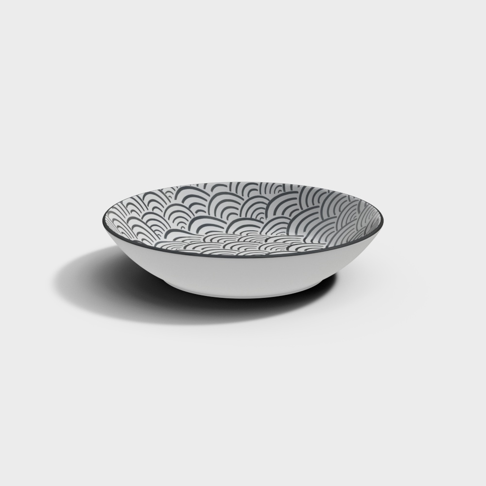 Come Home VENETO LILAC-Ceramic Medium Plate-25x25x2-white and black
