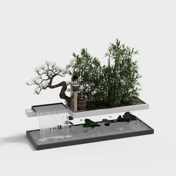 Zen Garden 3D Model - Tranquil Outdoor Space