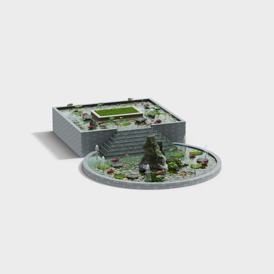 Water Garden 3D Model for Designers and Developers