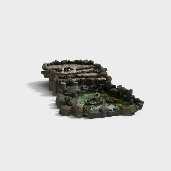 Rock Waterfall Garden 3D model