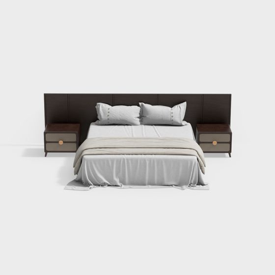Modern Minimalist 3D Bed Set Model