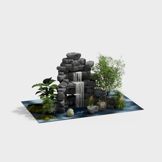 Stunning Waterfall Garden 3D model