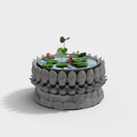 Lotus Stone Sculpture 3D model