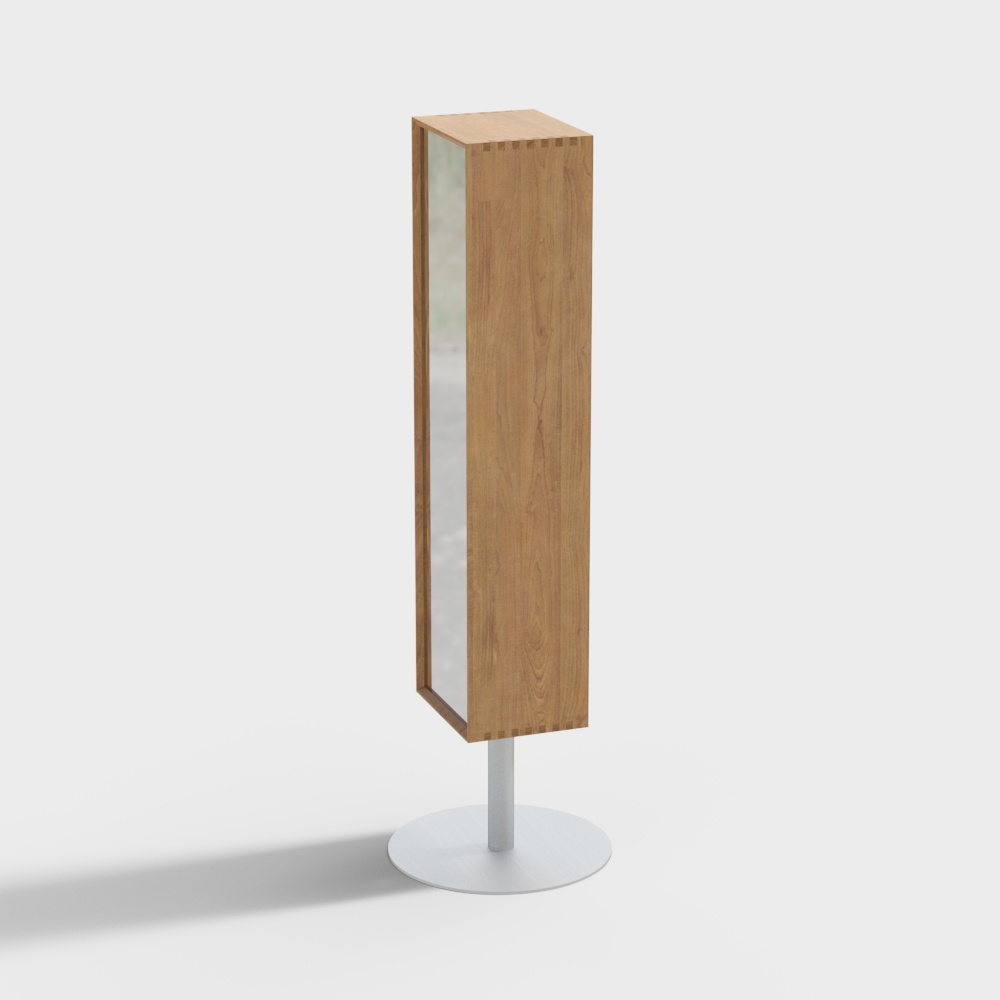 Elegant Low-Poly Wooden Mirror Stand 3D model