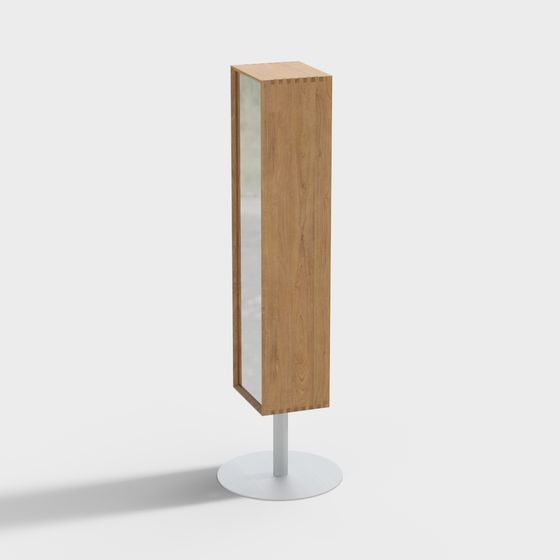 Elegant Low-Poly Wooden Mirror Stand 3D model