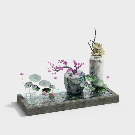 Artistic Lotus Pond 3D model for Creative Projects