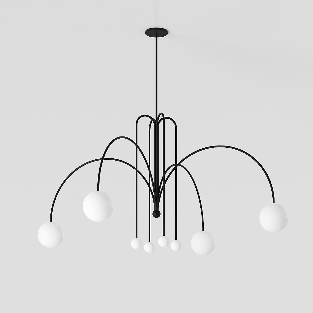 Modern Low-Poly Pendant Light 3D Model – Black Metal Design