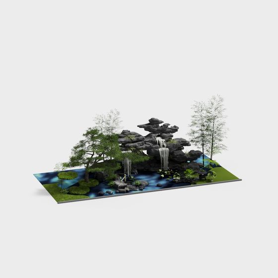 Mountain Waterfall 3D model