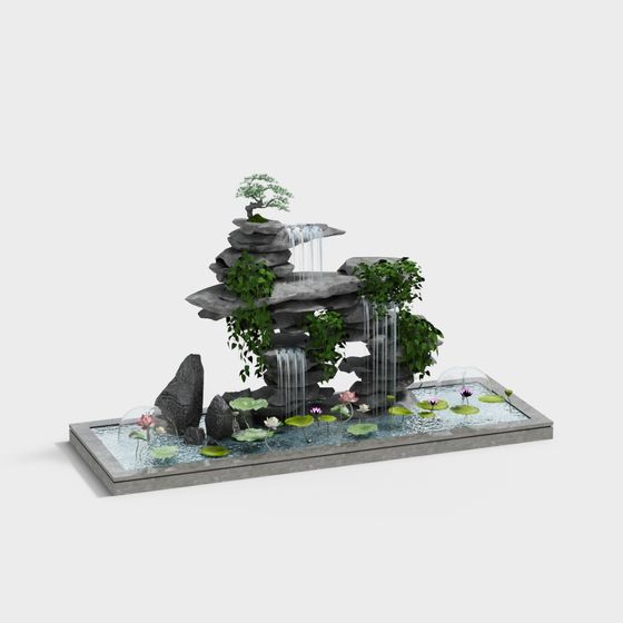 Natural Waterfall Landscape 3D model