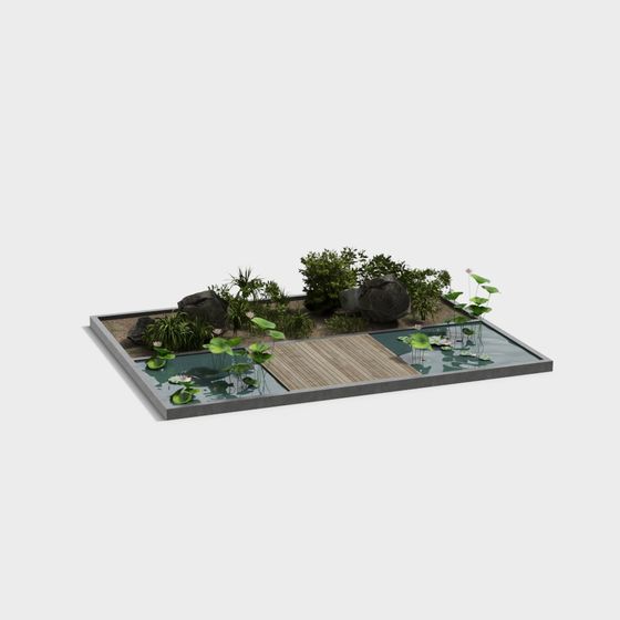 Water Landscape Garden 3D model for Designers and Developers