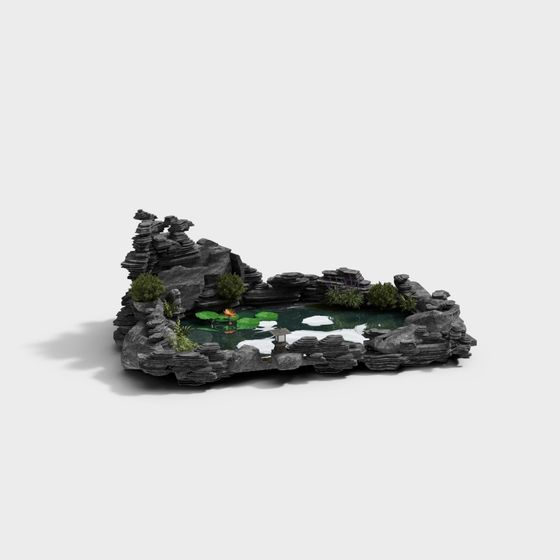 Low-Polygon Rocks Garden 3D model