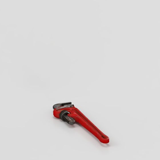 Realistic Red Pipe Wrench 3D Model
