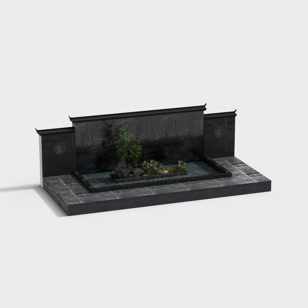 Oriental Courtyard 3D model in Low-Poly Style