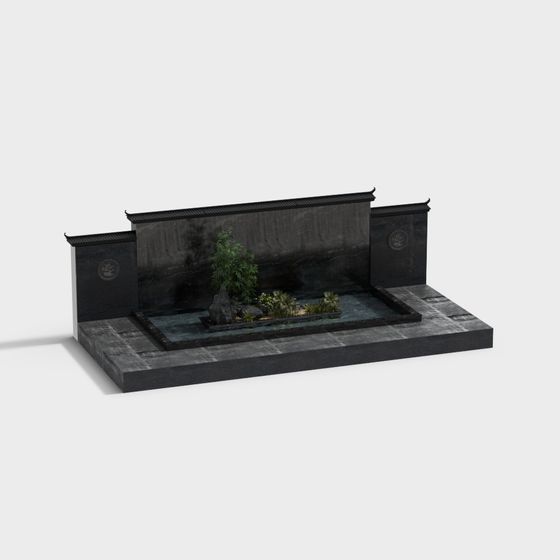 Oriental Courtyard 3D model in Low-Poly Style