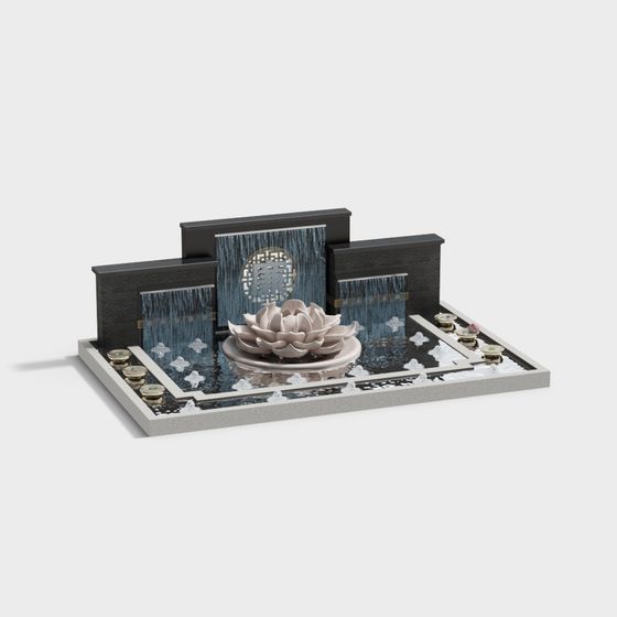 Zen Garden 3D Model with Eastern Charm