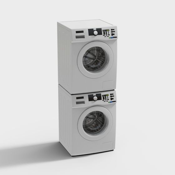 Sleek Low-Poly Washing Machine 3D model