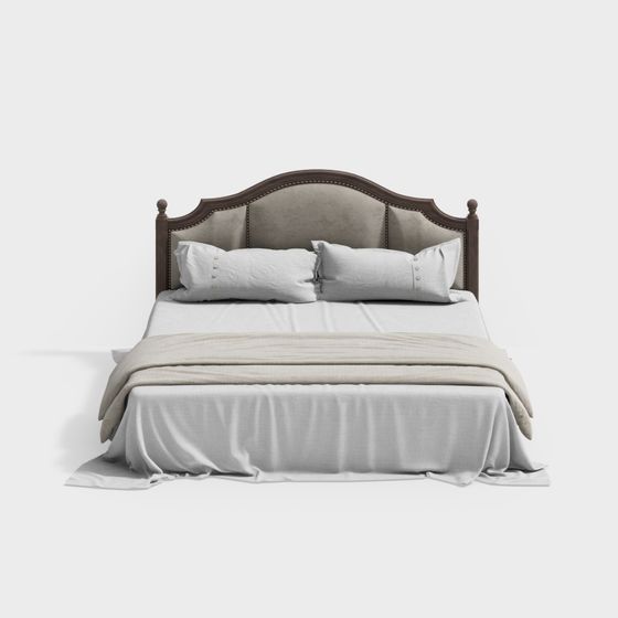 American Double Bed 3D Model in Gray