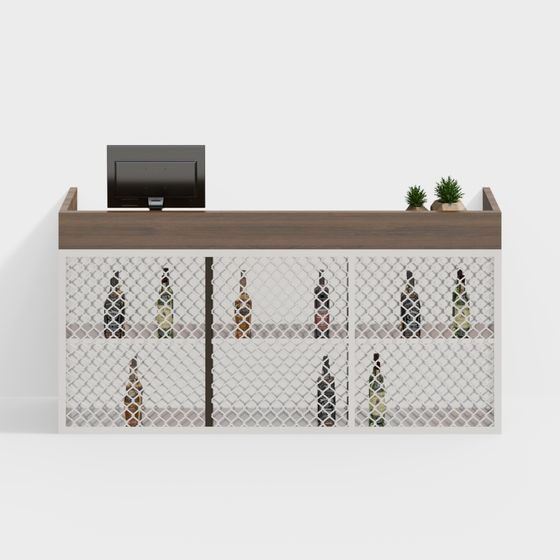 Stylish Low-Poly Bar Counter 3D model