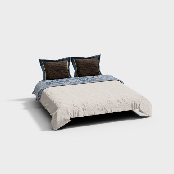 Stylish Low-Poly Bed 3D Model for Modern Interiors