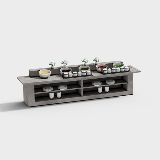 Modern Concrete Bar Counter 3D model