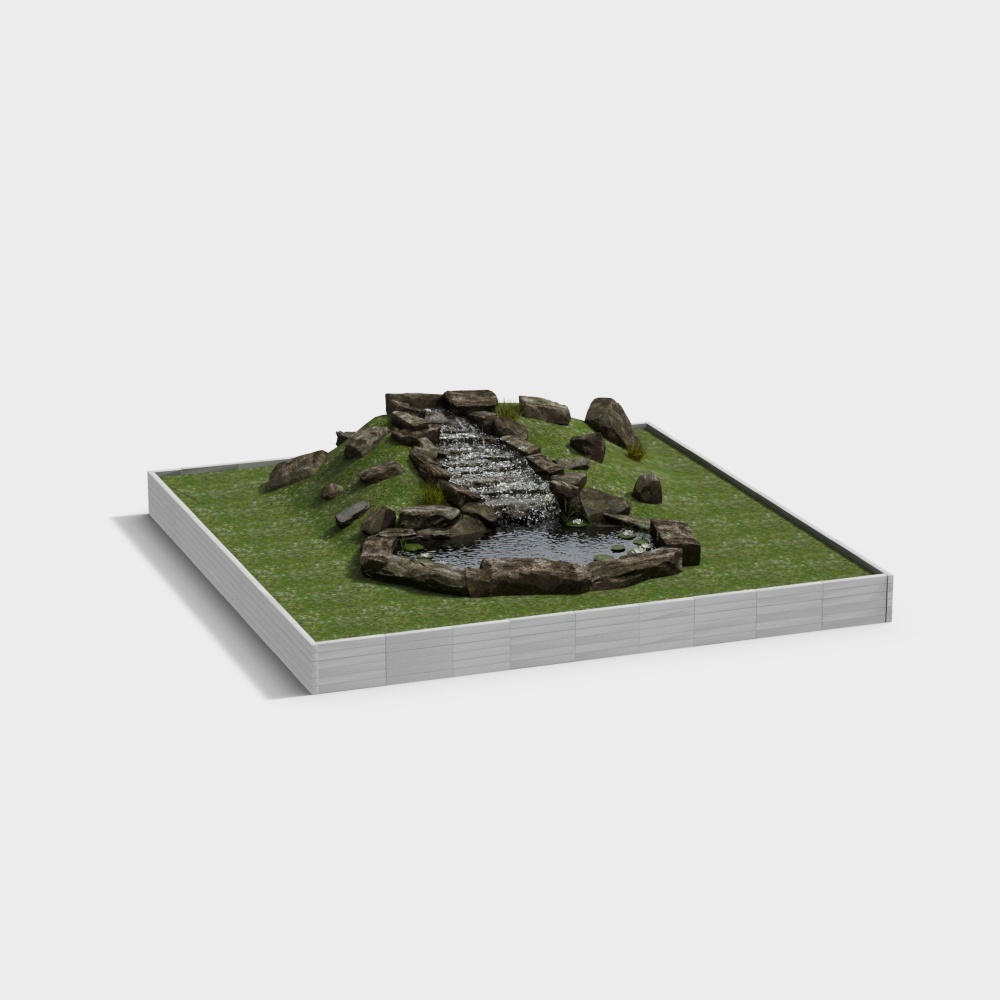 Low-Poly Realistic Waterfall 3D Model
