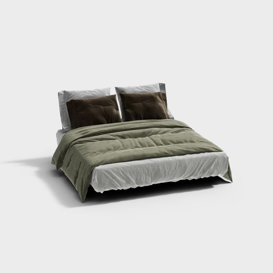 Stylish Modern Bed 3D model for Cozy Interiors