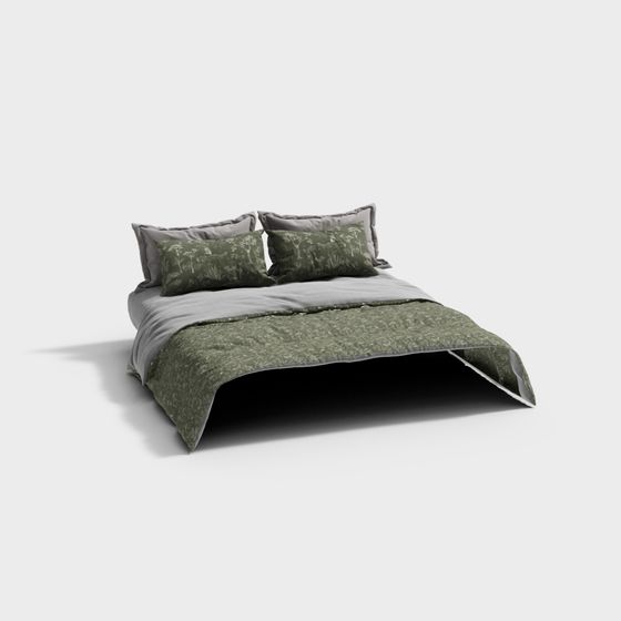 Forest Sleep Low-Poly Bed 3D Model for Modern Spaces