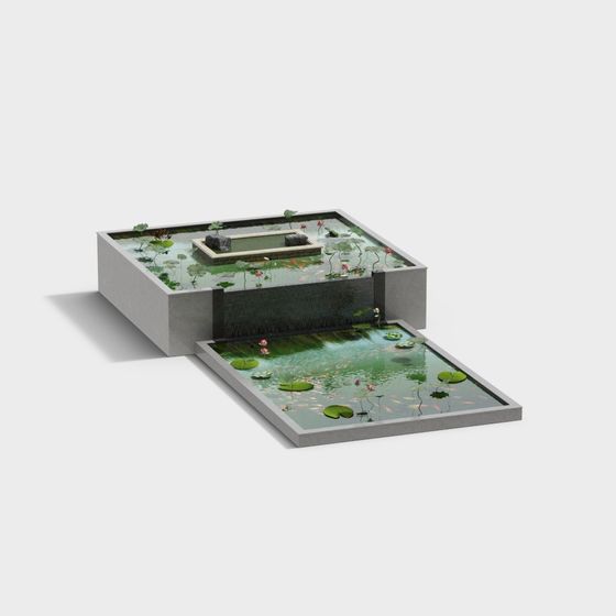 Urban Water Garden 3D Model for Creative Design