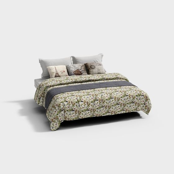 Vintage Romance Bed 3D model