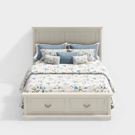 Charming Low-Poly 3D Bed Model for Cozy Interiors