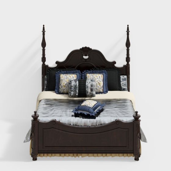Victorian Elegance Bed 3D model