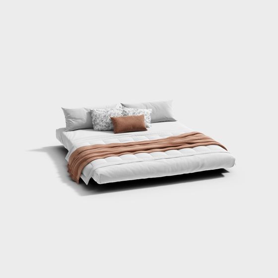 Elegant Low-Poly Bed 3D model for Modern Interiors