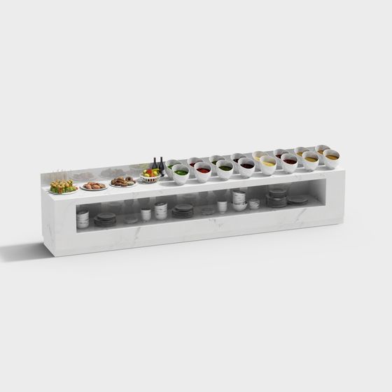 Elegant Marble Buffet Table 3D model