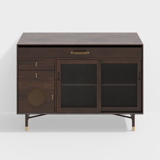 Wabi-Sabi Style Side Cabinet in Brown
