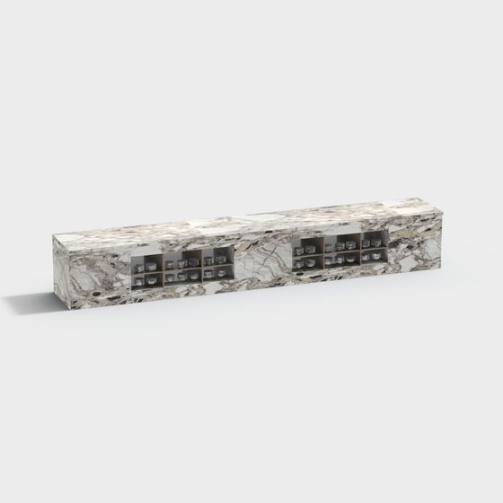 Elegant Marble Wine Cabinet 3D model