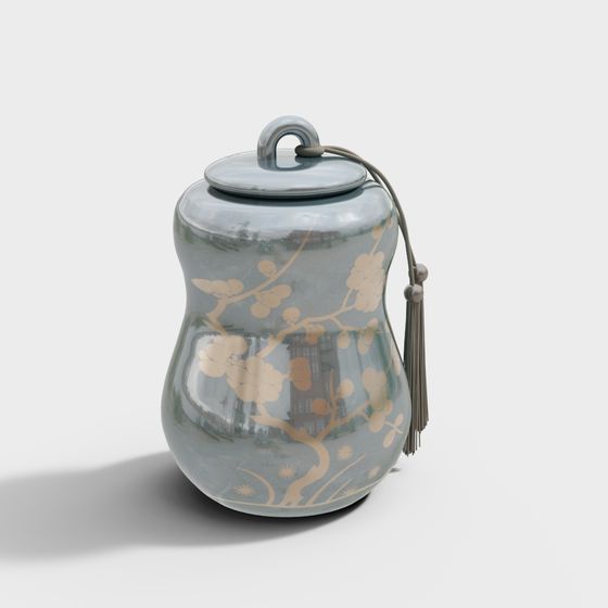Elegant Oriental Tea Can 3D Model