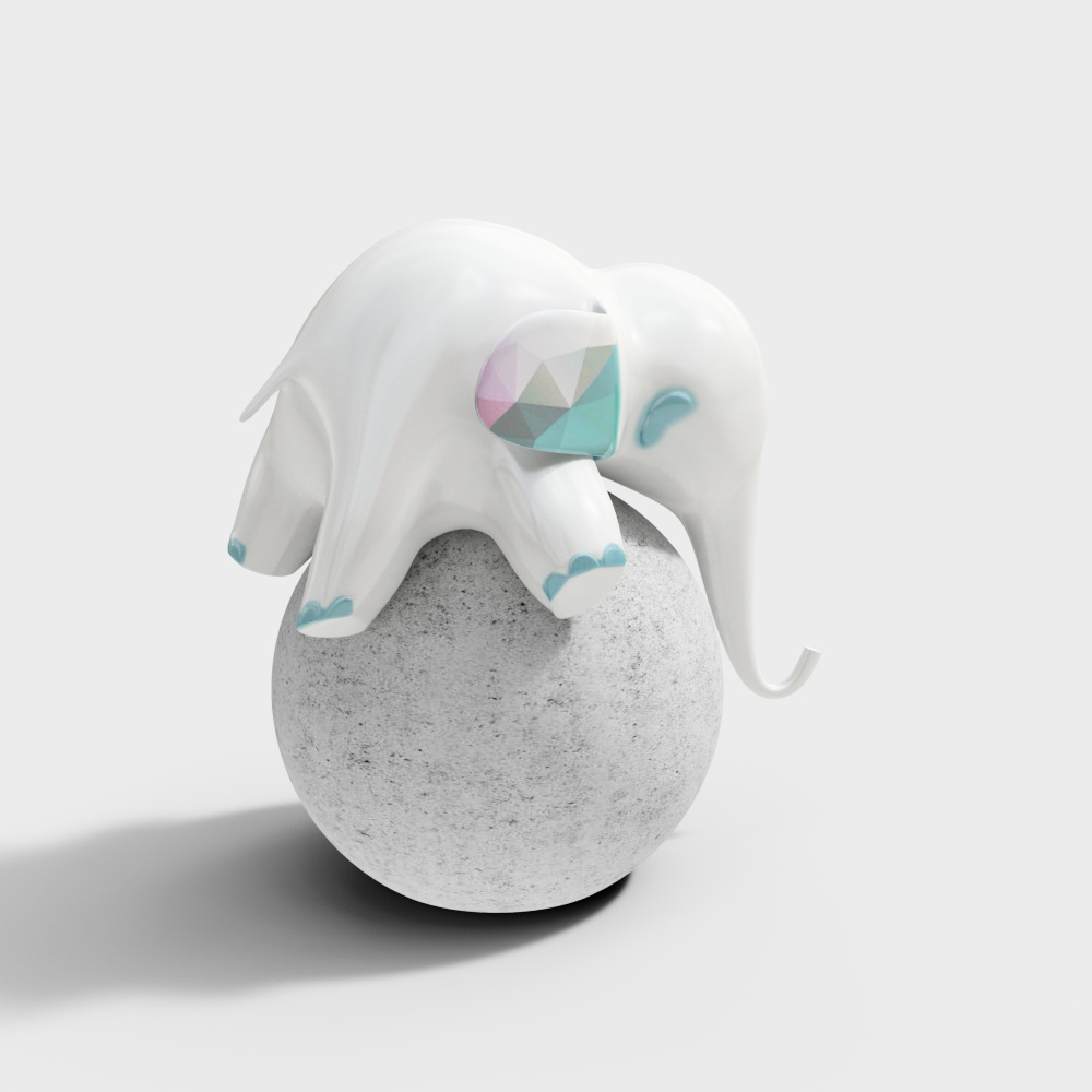 Ghost Elephant Low Poly 3D Model Design