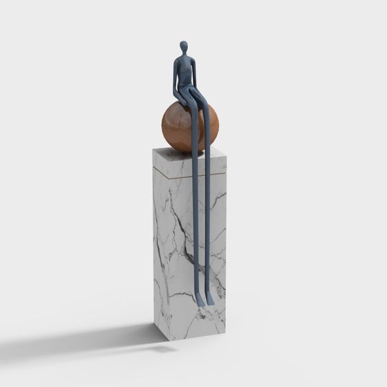 Balance Seat Low Poly Sculpture 3D model