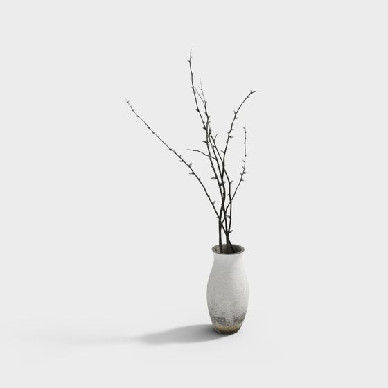 Winter Branch Vase 3D model
