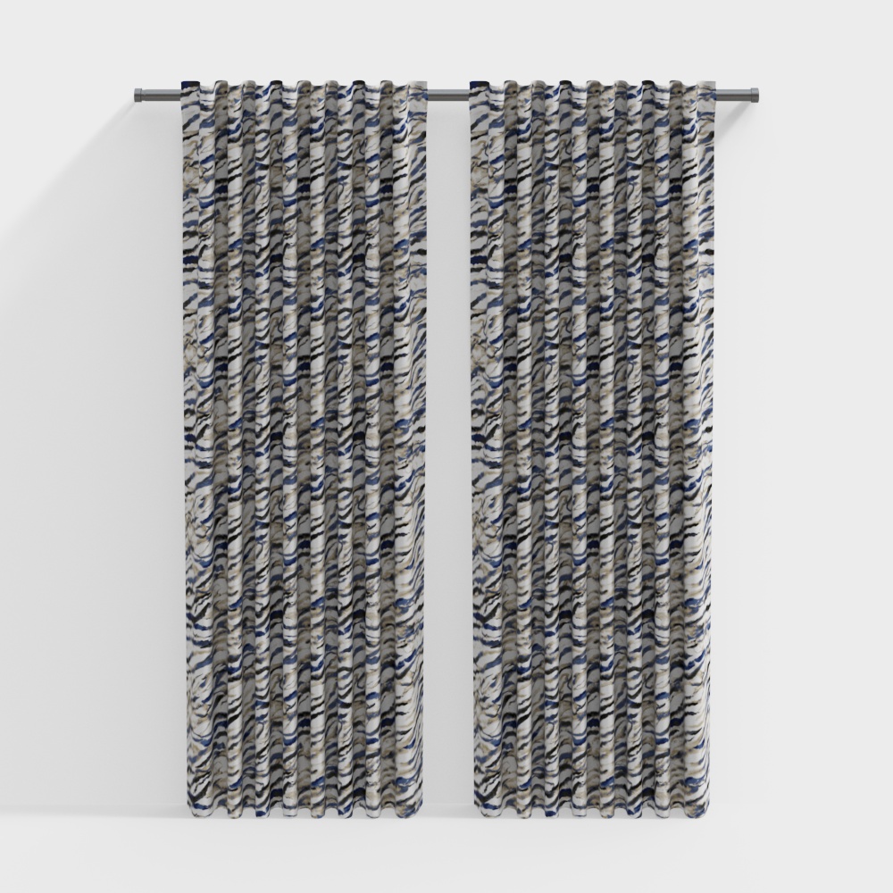 Come Home BLEEDING HEART -curtains , 1 pair-145x250-Blue Cream Stripe Camo