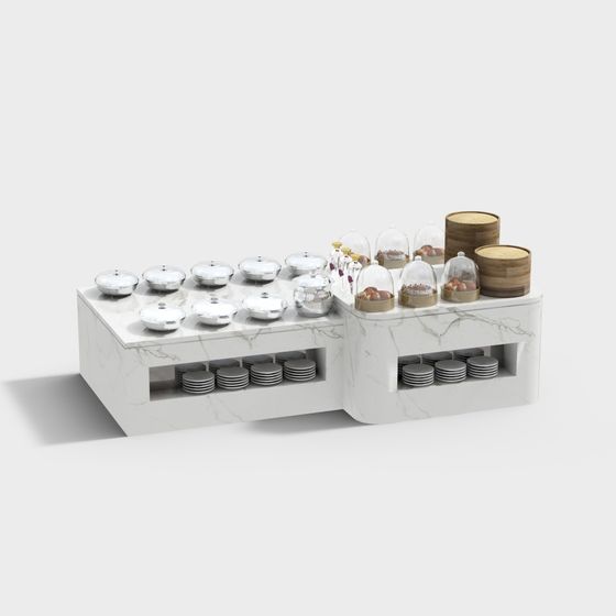Elegant Marble Dessert Display Table 3D model