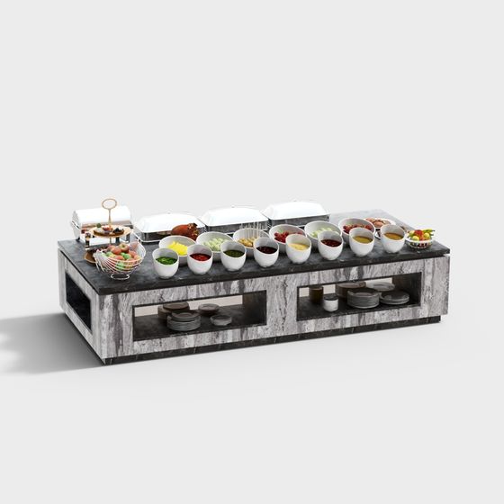 Elegant Self-Service Buffet Table 3D model