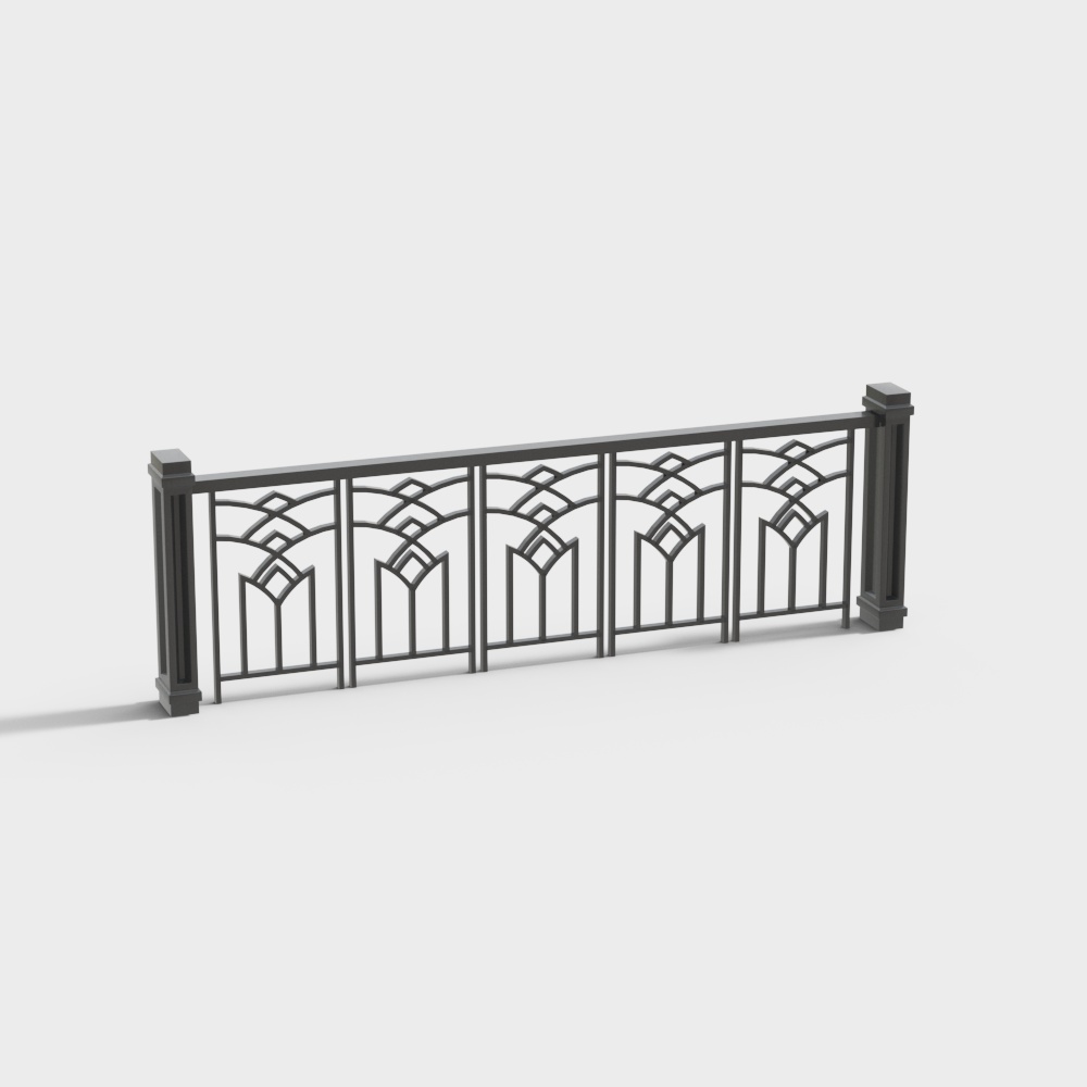 Art Deco Railings Low Poly 3D model
