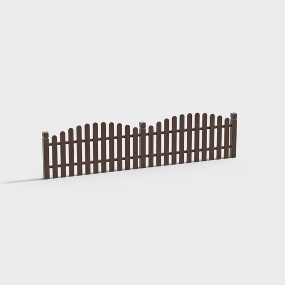 Low Poly Wooden Fence 3D Model