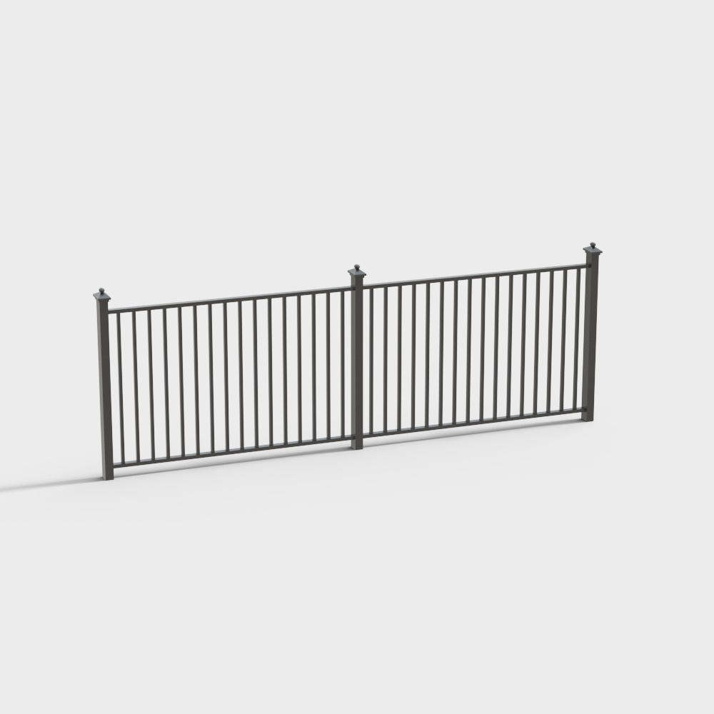 Urban Fence 3D Model – Steel and Concrete Design