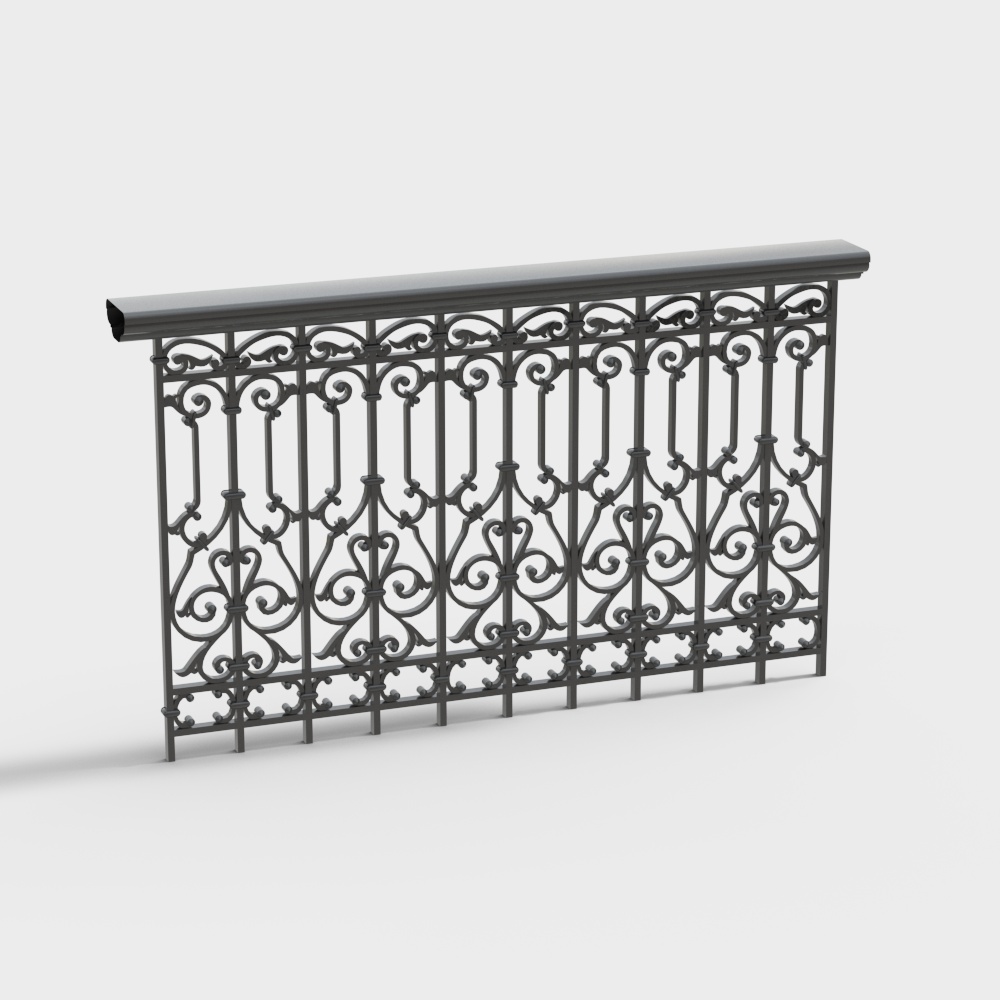 Elegant Low-Poly Iron Railing 3D model